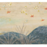 「風舞」日本画　6F　 和紙,  岩絵具,  金箔,  銀箔